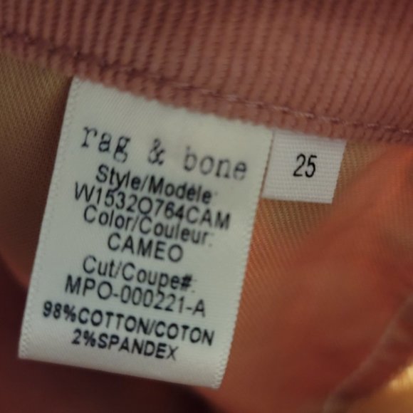 Rag & Bone High Rise Corduroy Skinny Jeans - Picture 8 of 8